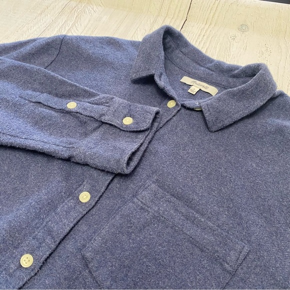 Madewell Navy Casual Flannel Button-Down Shirt Small - Picture 6 of 11